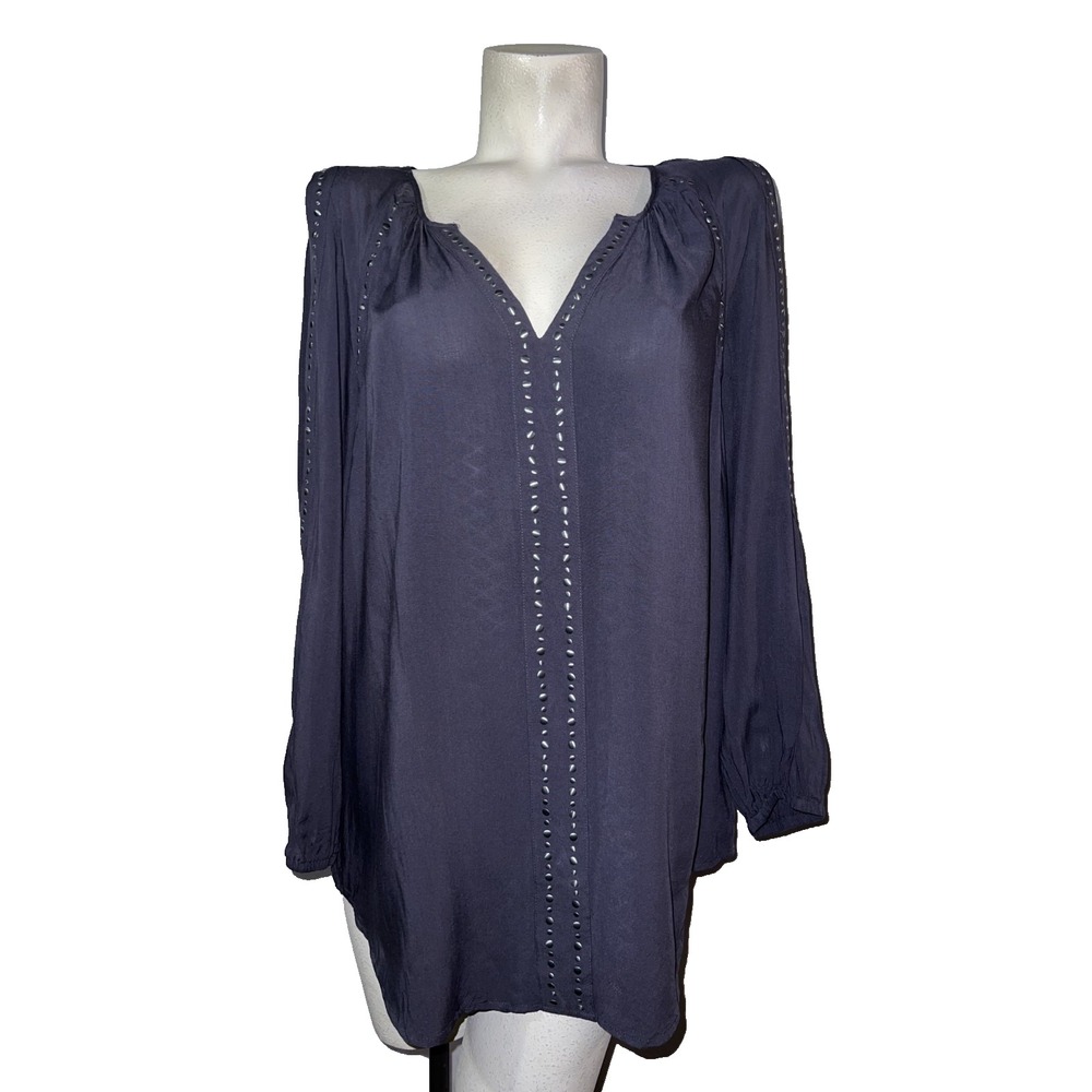 Market & Spruce Women Medium Purple Studded Cold Shoulder V-Neck Blouse NWT